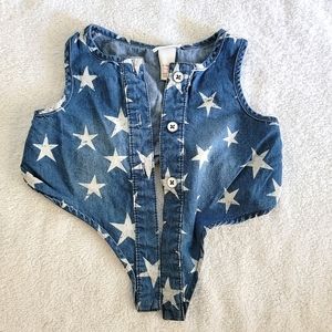 6 to 9 month cropped tie front star print tank top from Cat & Jack